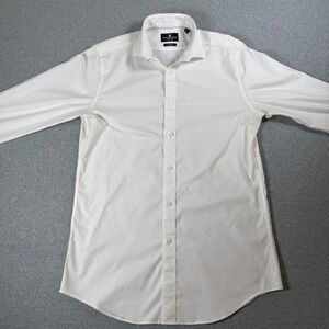 Psycho Bunny Dress Shirt Mens 15 32/33 White Slim Fit Stretch Non Iron Designer